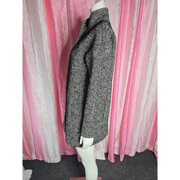 J. Crew Houndstooth Wool Blend Lined Classic Mock Neck Coat Size 10 - Picture 7 of 14